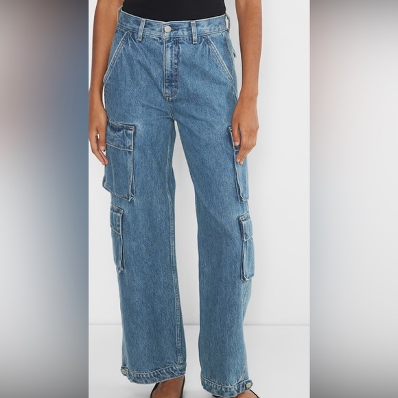 Denim Forum The ’90s Millie Hi-Rise Cargo Jeans Size 24 Aritzia Wide Leg - Picture 3 of 8